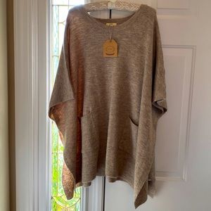 NWT, Kori brand, sweater poncho with two front patch pockets